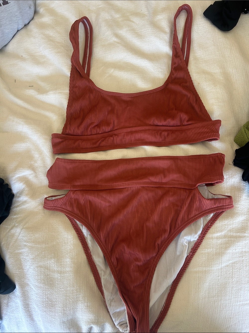 Urban Outfitters Rust Ribbed Two-Piece Bikini
